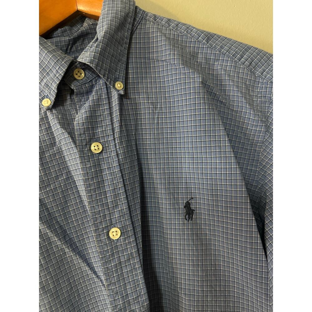 Polo Ralph Lauren Classic Fit Blue Check Button Down Shirt Men’s Large Preppy - Picture 2 of 7